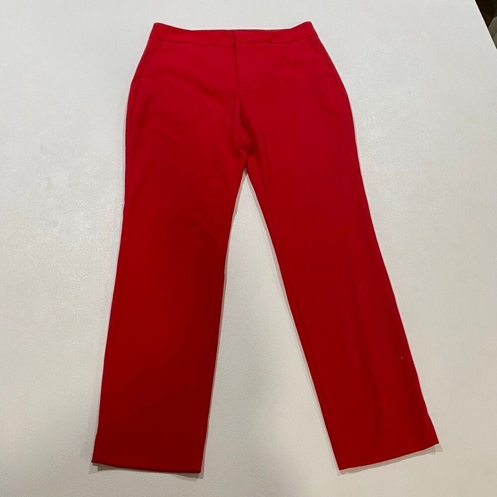 ZARA cherry/raspberry Red Straight Leg Dress Pants Size 2 High Rise Workwear